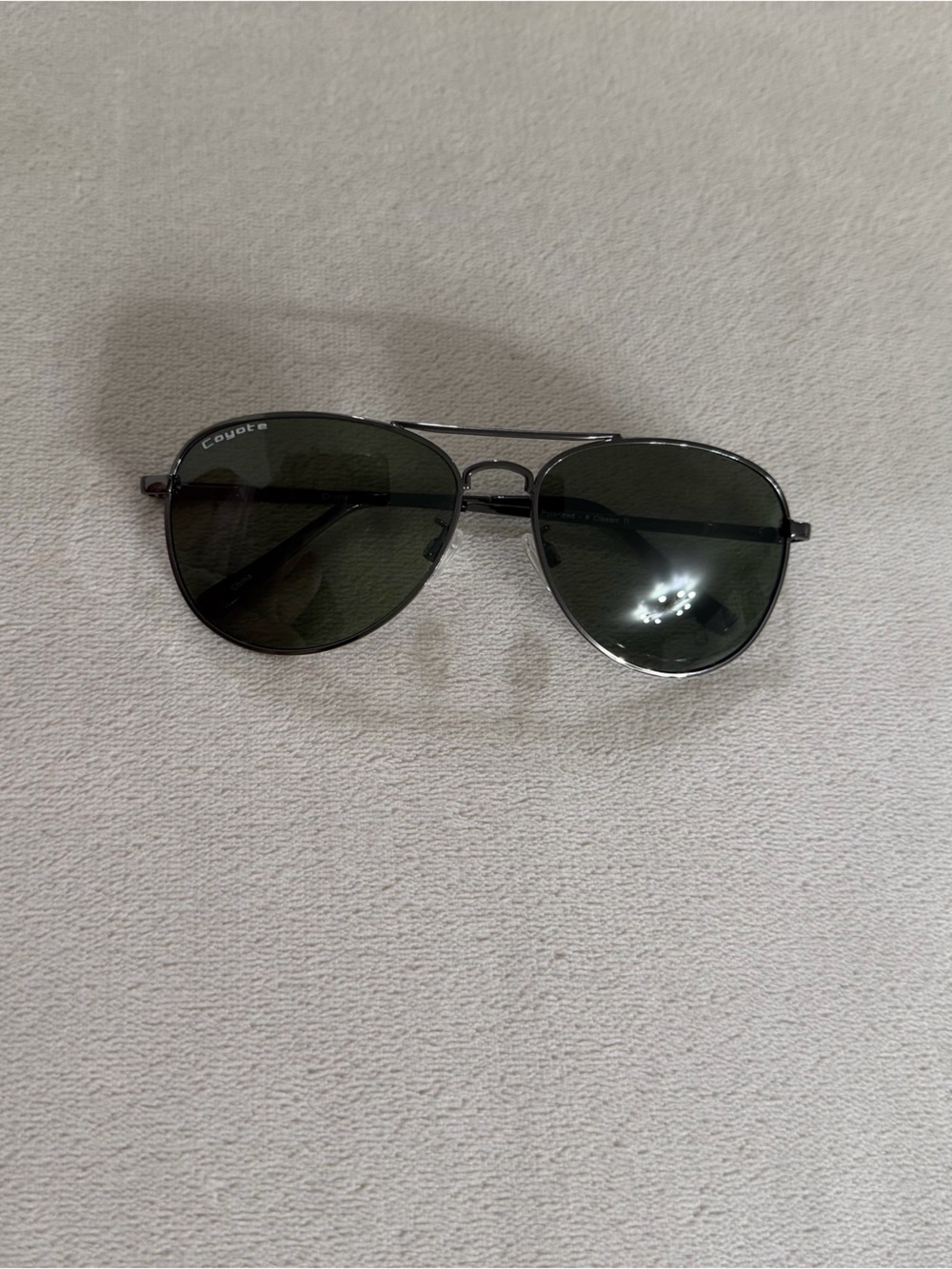 Coyote Men's Aviator Sunglasses - Black Frame with Polarized Lenses